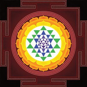 wooden Sri Yantra wall hanging